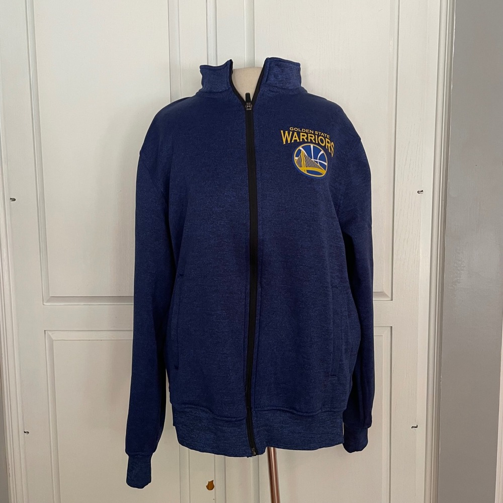 Golden State Warriors NBA Fleece lined Zip Up Jacket Blue Mens Small streetwear